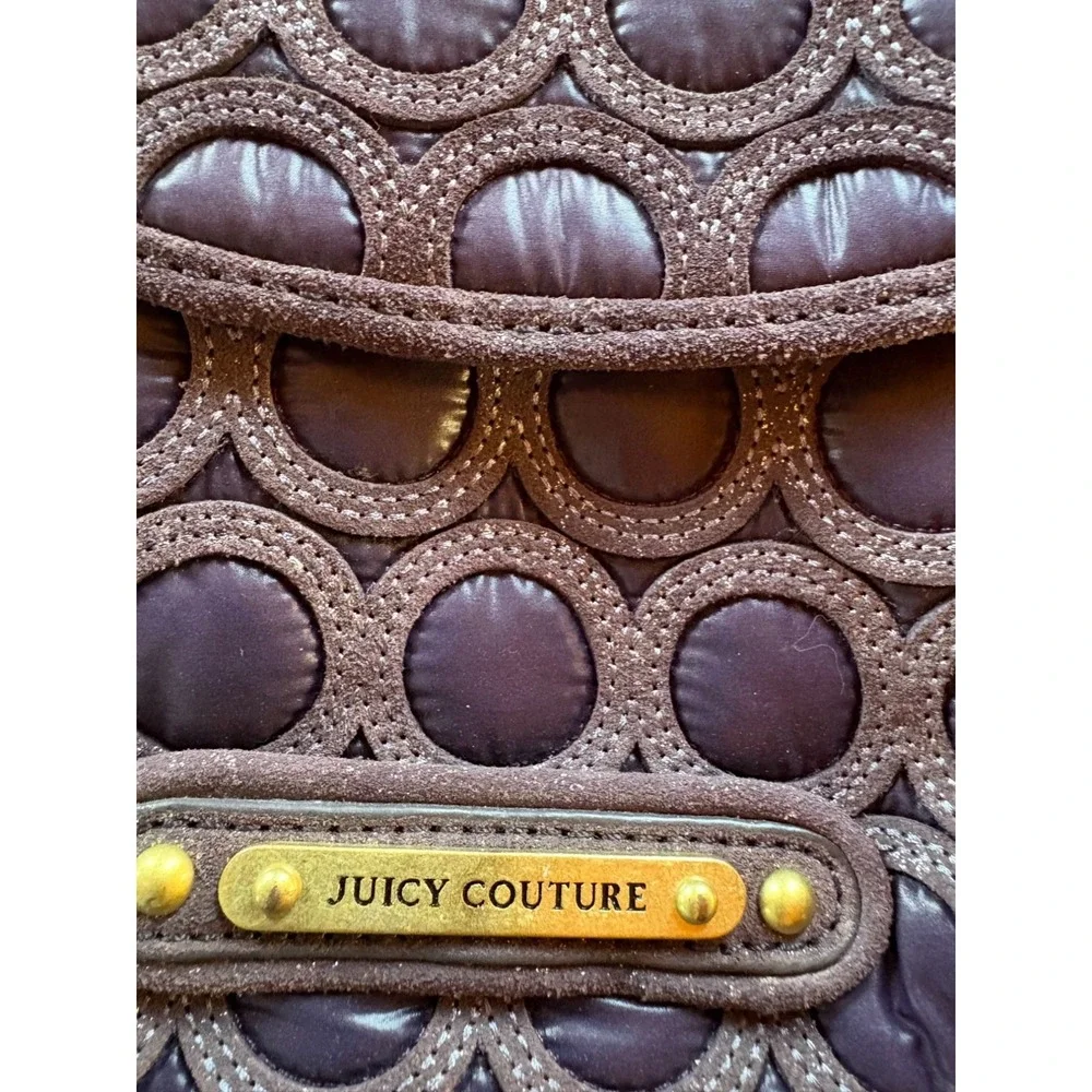 Juicy Couture Quilted Circle Pattern Crossbody Bag Boho In Brown Chain Strap